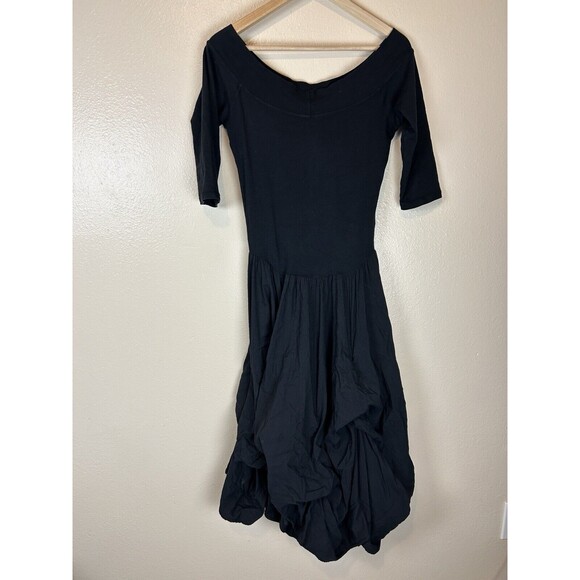 Luna Luz S Black Dress Belleza Bubble Lantern Gathered Goth Witchy Tie Parachute - Picture 2 of 5